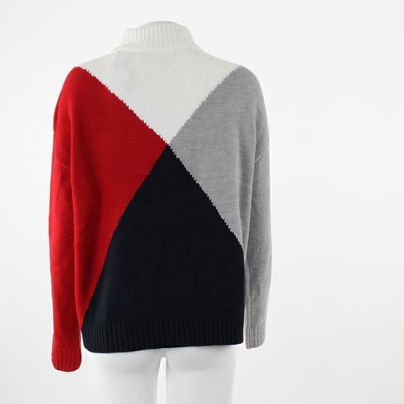 Tommy Hilfiger Diamond-Print Mock-Neck Sweater - Ivory  Heather Grey - Picture 3 of 5
